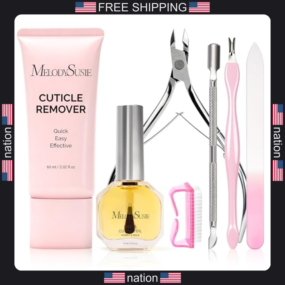 MelodySusie Cuticle Remover Kit 60g Cream 15ml Oil Nipper Trimmer Nail File