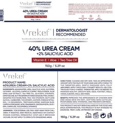 VREKEF Urea Cream 40 Percent for Feet Maximum 5.29 Ounce (Pack of 1), blue