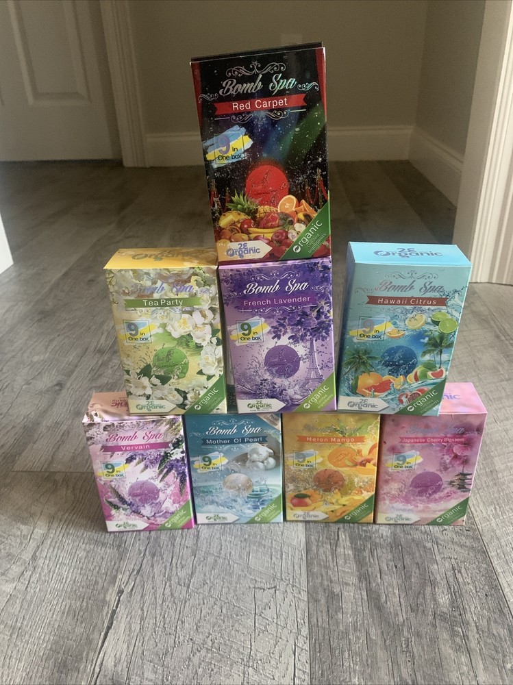 8 Asst Boxes Of 2E Organic 9 in 1 Bomb Spa. Great For A Spa Pedicure Party