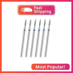 YUXIANLB 6pcs Cuticle Drill Bit, Flame Shape Diamond Nail Drill Bits Set with Ca