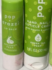 2x Pop-arazzi Hand, Nail, and Cuticle Cream Green Tea Pear + 3x Lip Balm! PICS!