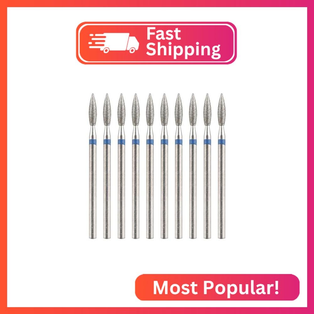 siyuwuro 10Pcs Flame Shape Cuticle Nail Drill Bits 3/32” Safety Carbide Nail Dr