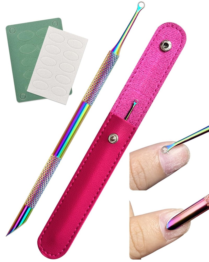 Dual Ended Cuticle Remover, Pusher & Nail File Set for Salon & Home Use