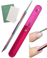 Dual Ended Cuticle Remover, Pusher & Nail File Set for Salon & Home Use