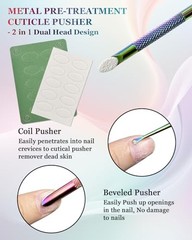 Dual Ended Cuticle Remover, Pusher & Nail File Set for Salon & Home Use