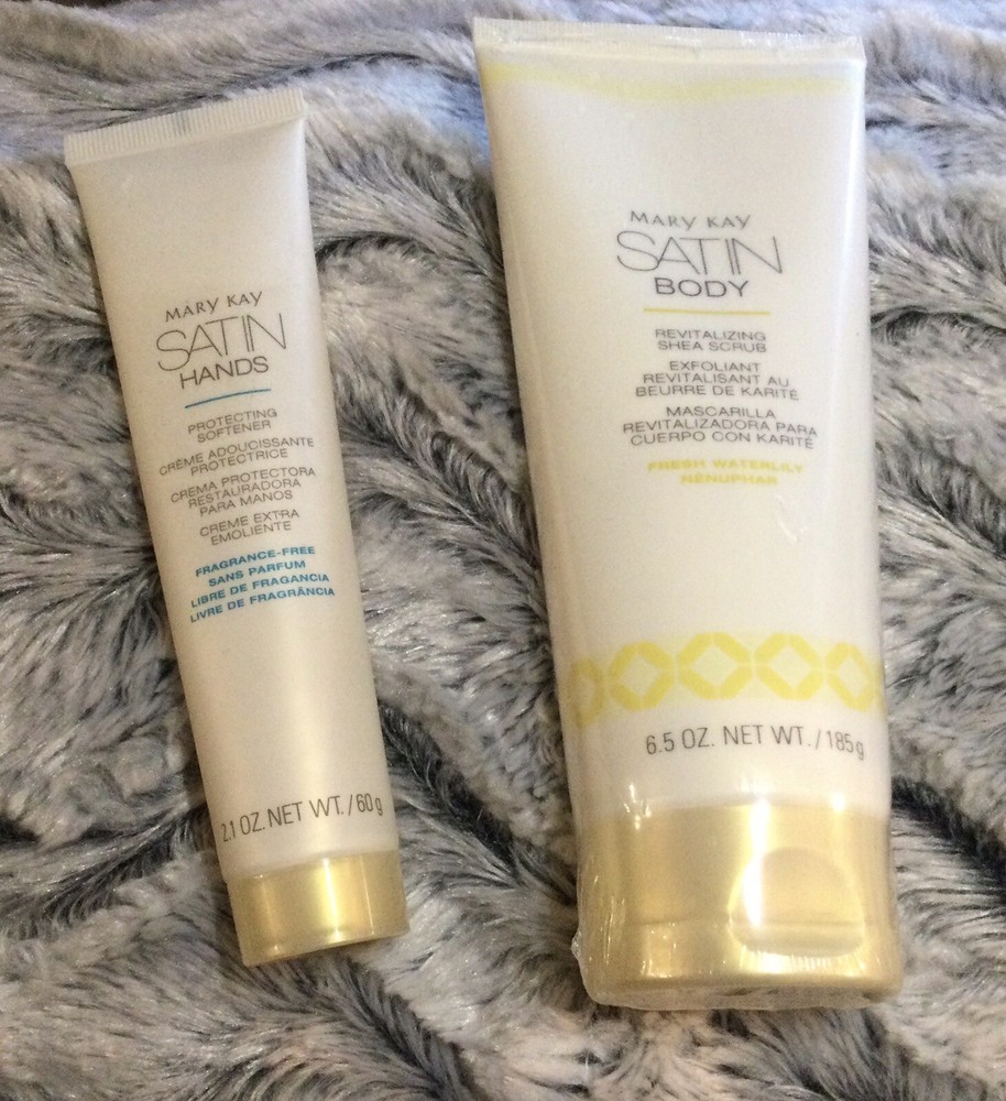 Mary Kay Satin Hands PROTECTING SOFTENER 2.1 oz & Satin Body Scrub 6.5 Oz NEW