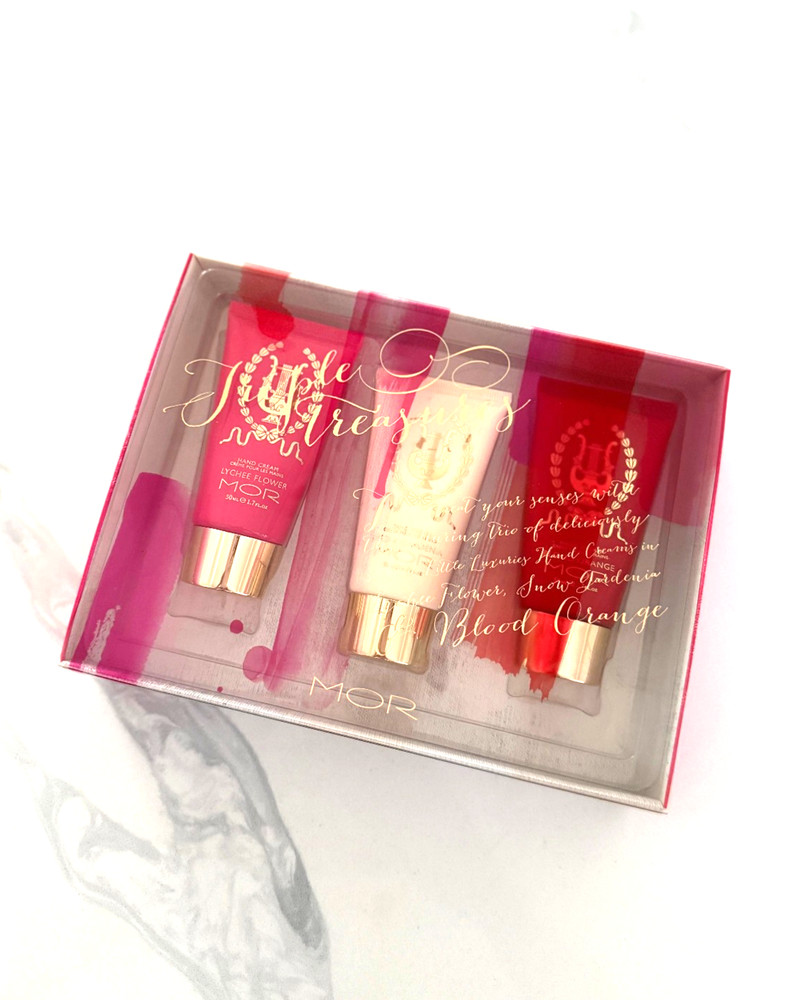 MOR Triple Treasures Hand Cream: Lychee Flower/Snow Gardenia/Blood Orange