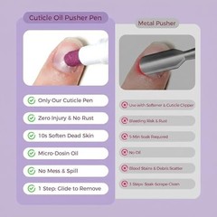 4-in-1 Cuticle Oil Pusher Pen Set – Moisturizing Nail Care, Cuticle Remover, 2 P