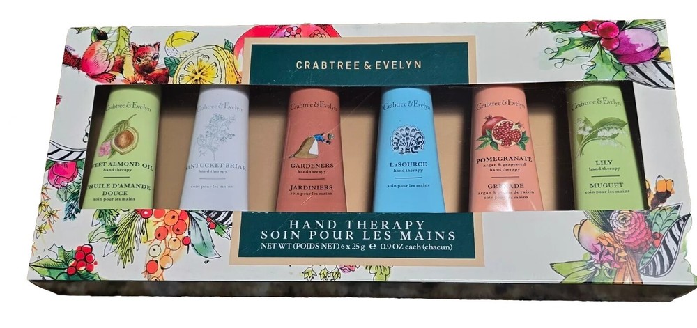 Crabtree & Evelyn Hand Therapy 6-Pack 0.9 oz Each Pomegranate Lily Nantucket NEW