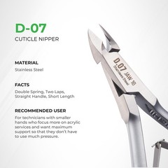 NGHIA Cuticle Nipper D-07 JAW 12 Stainless Steel Sharp Ergonomic Manicure Tool