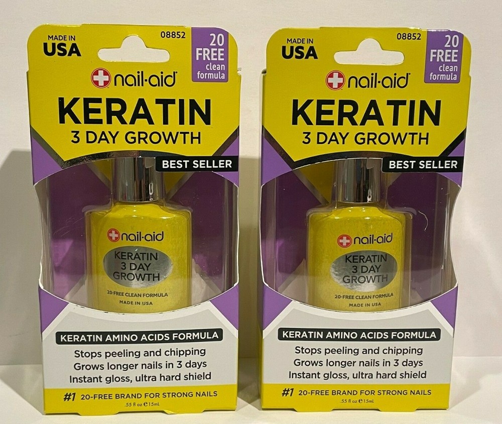 Lot Of 2 Nail-Aid Keratin 3 Day Growth – 0.55 oz each