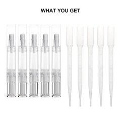 5-Pack Transparent 5ml Nail Oil Pen with Leak-Proof Brush for Beauty Essentials