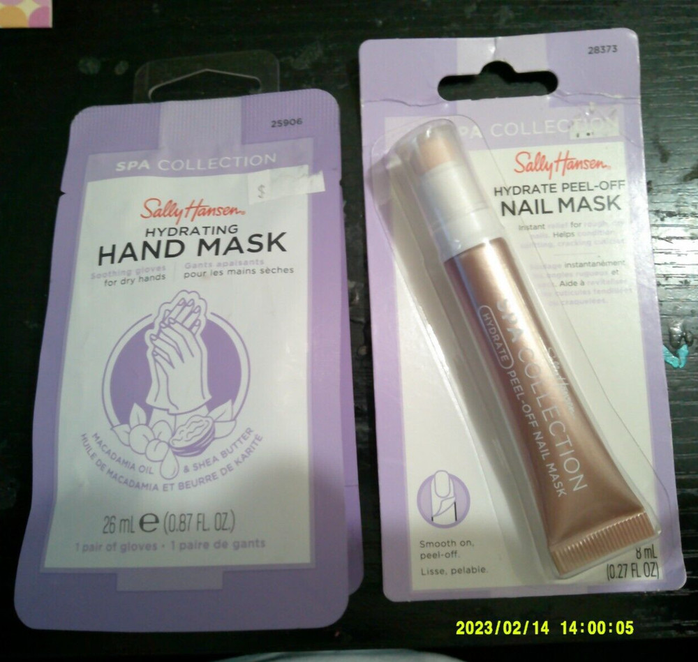 2 NEW Sally Hansen Hand & Nail Mask Spa Collection soothing gloves for dry hands