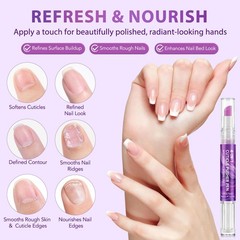 ISUNRISE Cuticle Oil Pusher Pen, 4-in-1 0.12 Fl Oz (Pack of 1), Purple