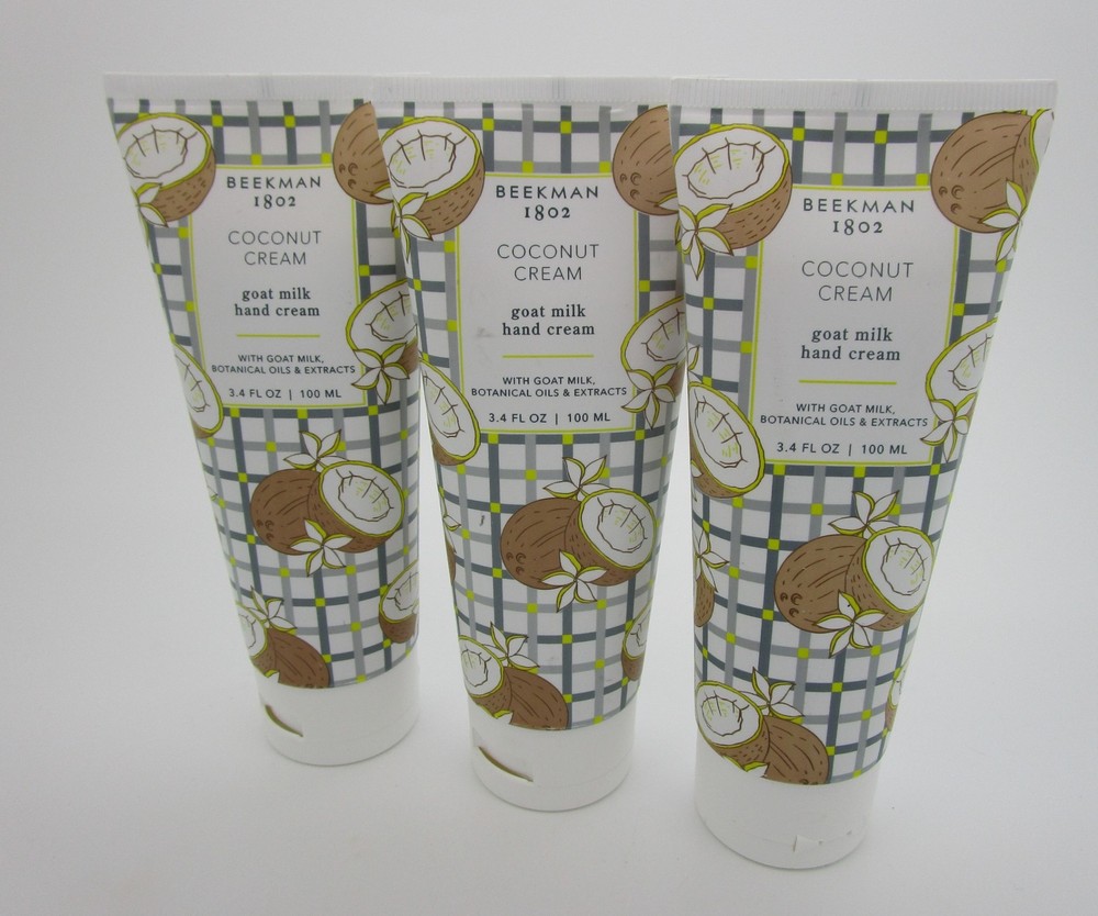 COCONUT CREAM Beekman 1802 Goat Milk Hand Cream 3.4 oz – Lot of 3