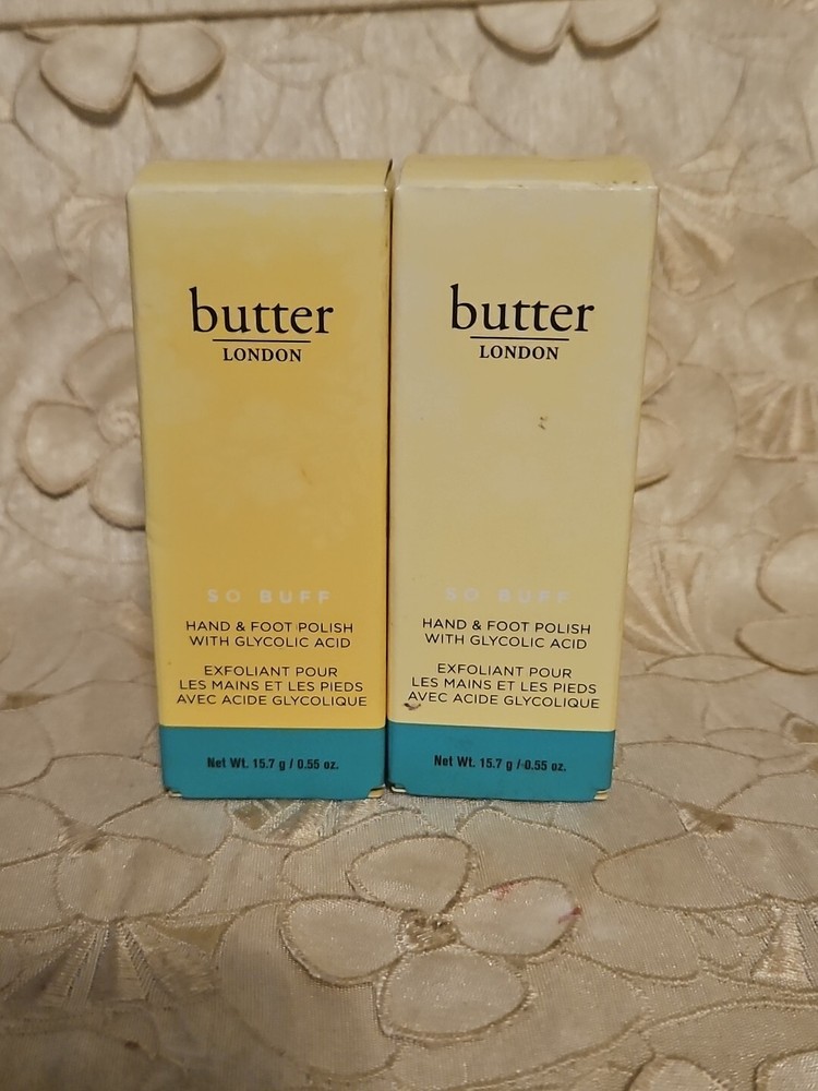 2-Butter London-So Buff-Hand & Foot Polish W/ Glycolic Acid-0.55 OZ. EACH-NIB!