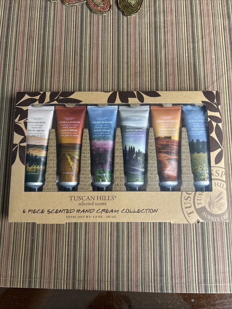 Tuscan Hills Selected Scents 6 Piece Scented Hand Cream Collection NIB Sealed