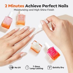 modelones Nail Strengthener and 0.26 Fl Oz (Pack of 4), D1-White Pink Nude