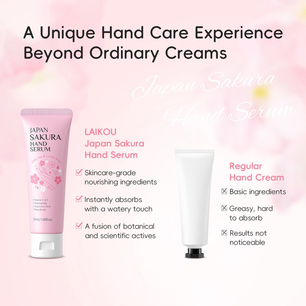 1PCS 50ml Travel Size Sakura Scented Deeply Nourish Hand Serum Non-greasy