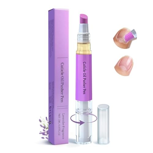Ceramic 2-in-1 Cuticle Oil Pusher Pen, Nail Care Buffer Pens with Micro-Dosin