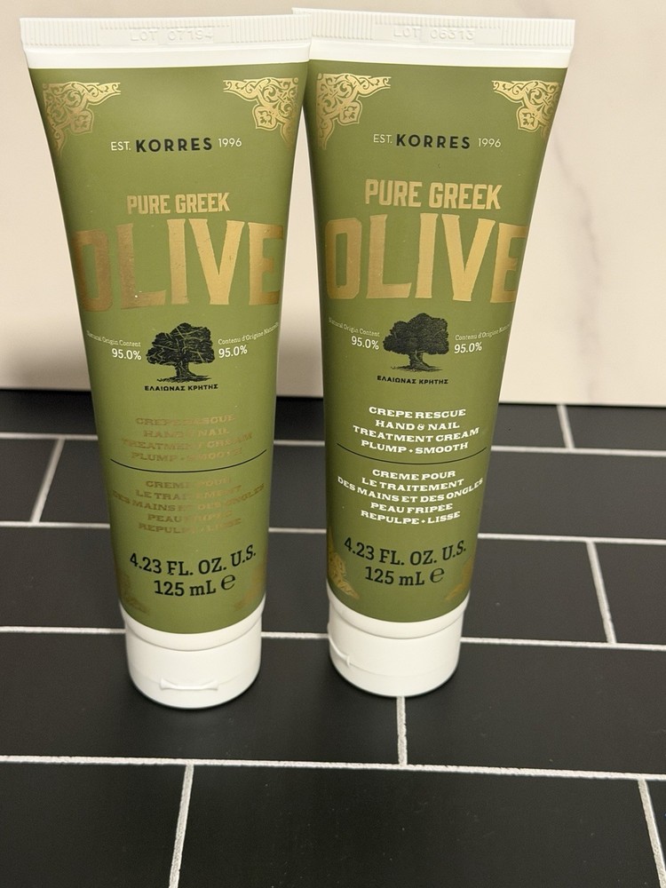 KORRES PURE GREEK OLIVE OIL CREPE RESCUE HAND & NAIL CREAM 4.23 fl oz. Lot Of 2