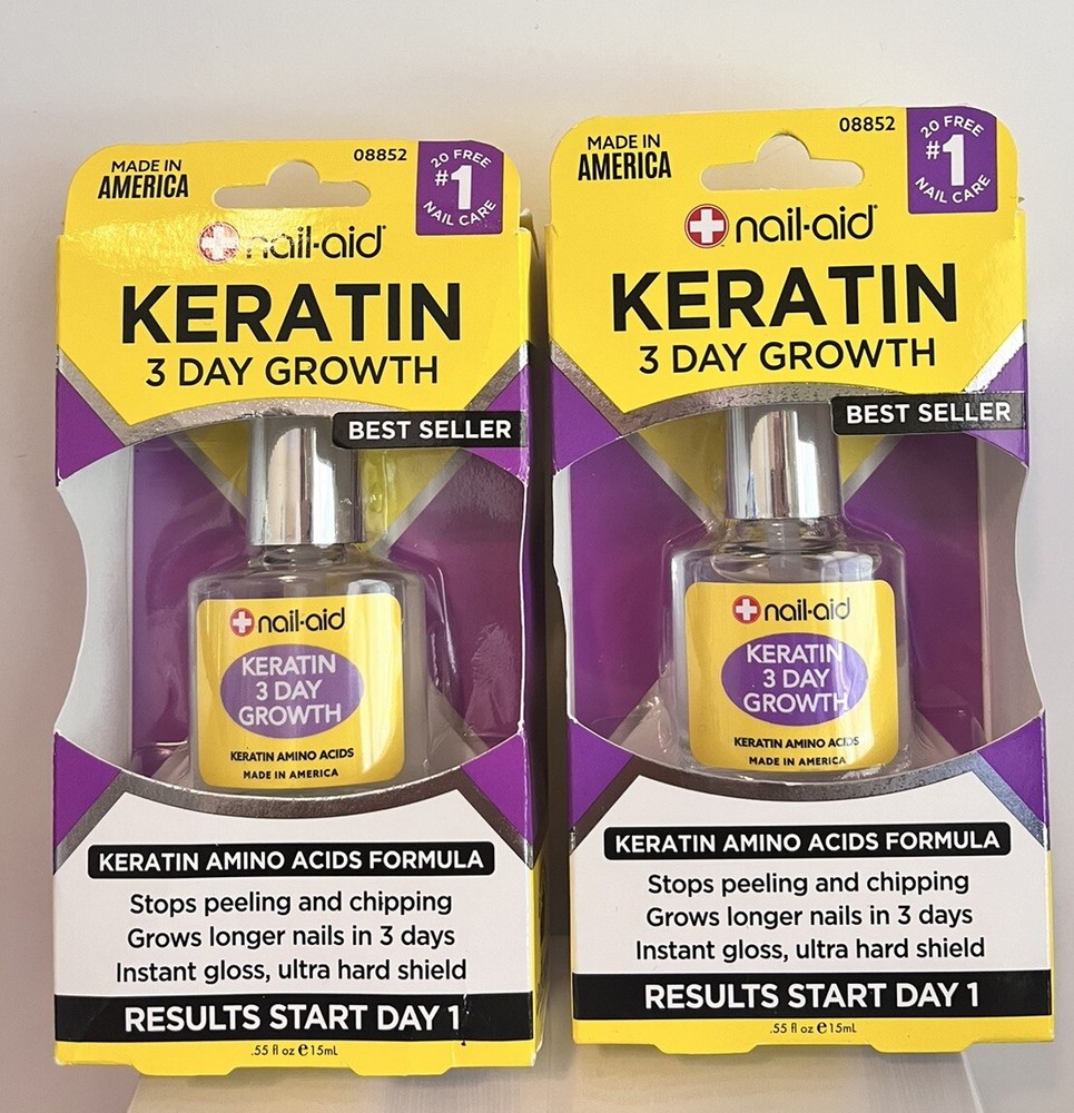 Lot Of 2 Nail Aid 3 Day Growth Keratin Amino Acid Formula 0.55 Oz