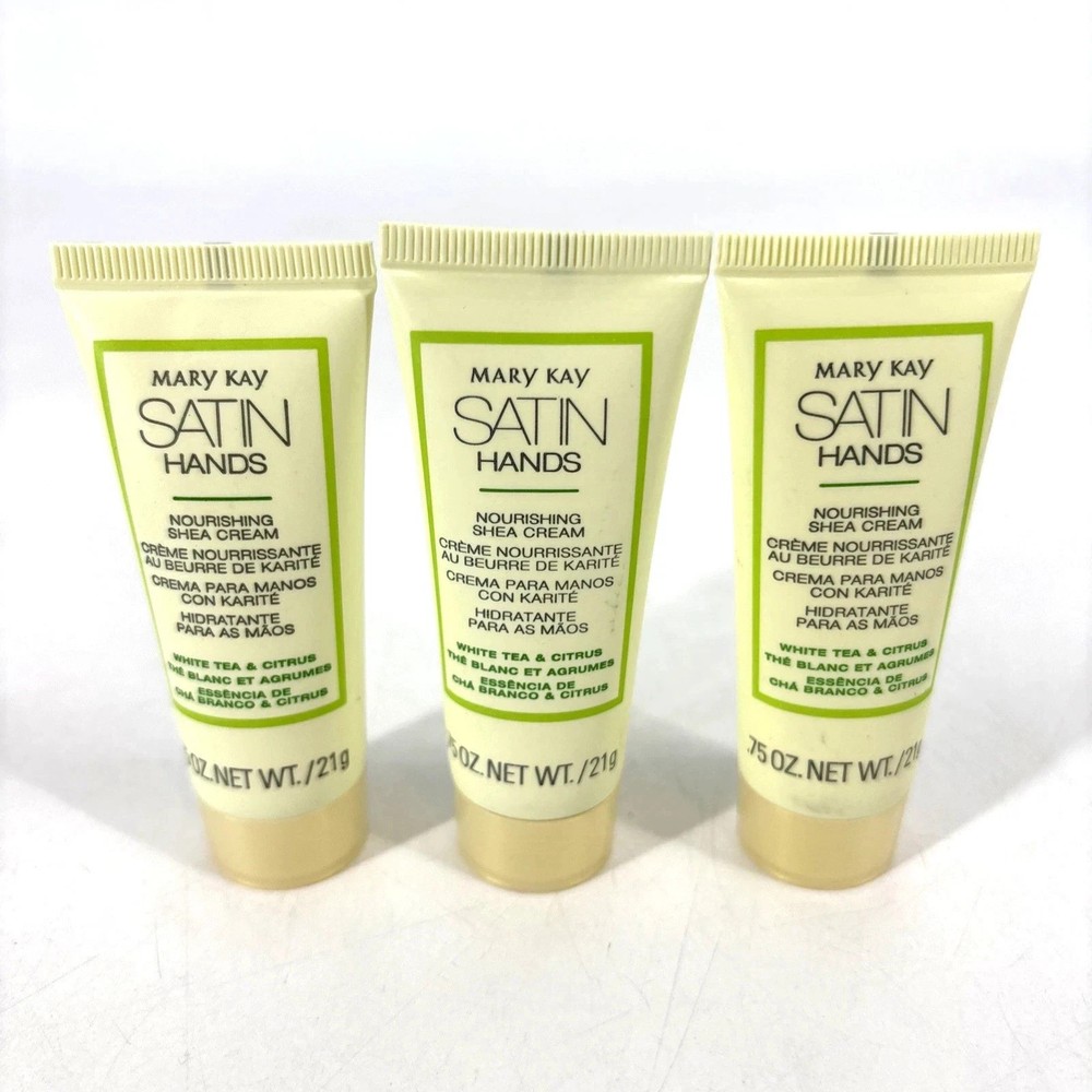 3 Mary Kay Satin Hands White Tea & Citrus Nourishing Shea Cream .75 oz Travel