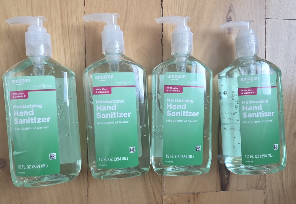 Amazon Basic Care Moisturizing Hand Sanitizer Kills 99% Germs 12 Fl Oz Pack of 4