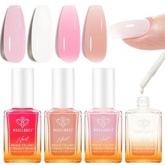 modelones Nail Strengthener and 0.26 Fl Oz (Pack of 4), D1-White Pink Nude
