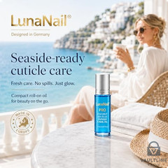 LunaNail Coconut Sea Blue Roll-On Cuticle Oil 0.37 oz Vitamin E Serum