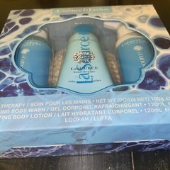 Crabtree & Evelyn La Source Gift Set Hand Therapy, Body Wash, Lotion, Loofah