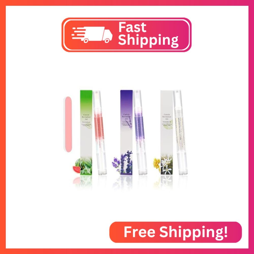 Meschett 3PCS Nail Cuticle Oil Pens with Nail File, Natural Cuticle Oil for Nail