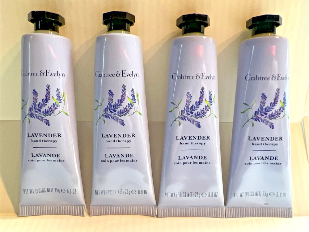 4x Crabtree Evelyn LAVENDER Hand Therapy Cream Lotion NEW Purse Sz 👋🏻 LOT
