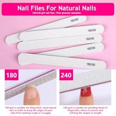 Manicure Kit For Women, Nail Care Kit With Glass Nail File, 5pcs 180/240 Grit