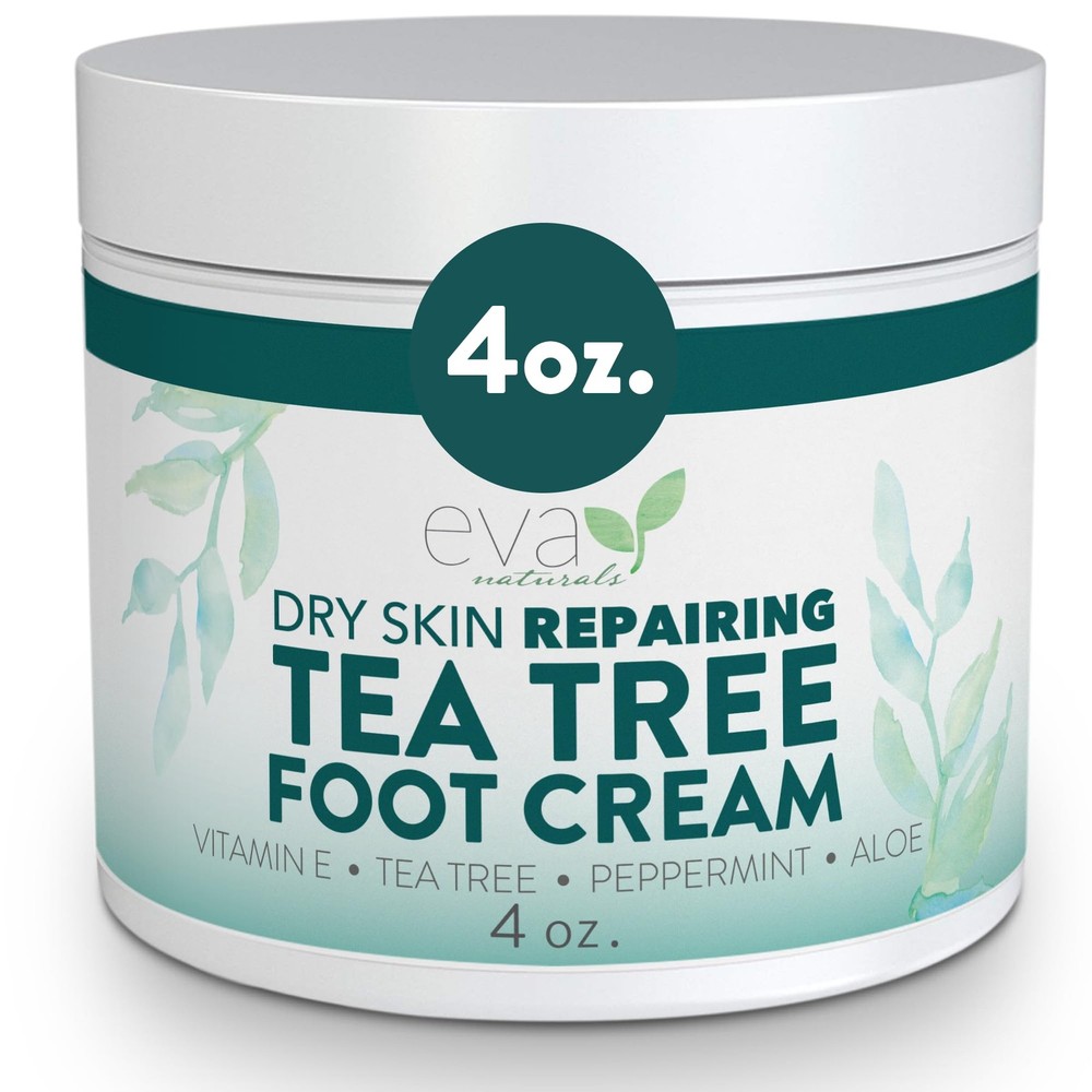 Eva Naturals Tea Tree Foot Cream – Moisturising 4 Fl Oz (Pack of 1), White