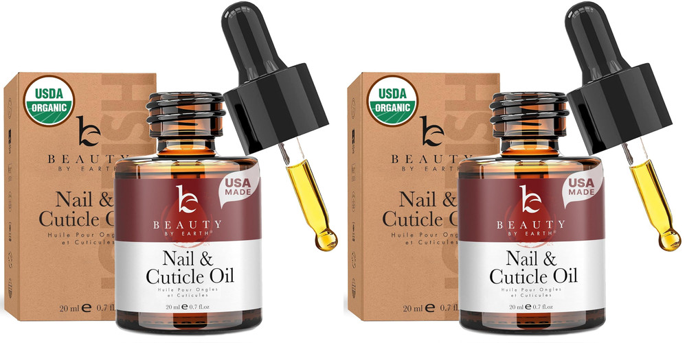 Beauty by Earth Organic Nail & Cuticle Oil 2 Pack – USA Made, Strength Repair