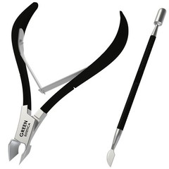 Professional Cuticle Trimmer Nail 3.95 inches, Black Nipper With Pusher