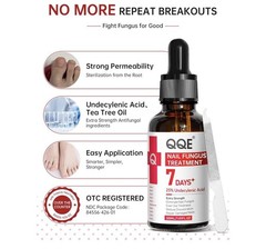QQE Nail Fungus Treatment Oil 25% Undecylenic Acid, Tea Tree, 30mL