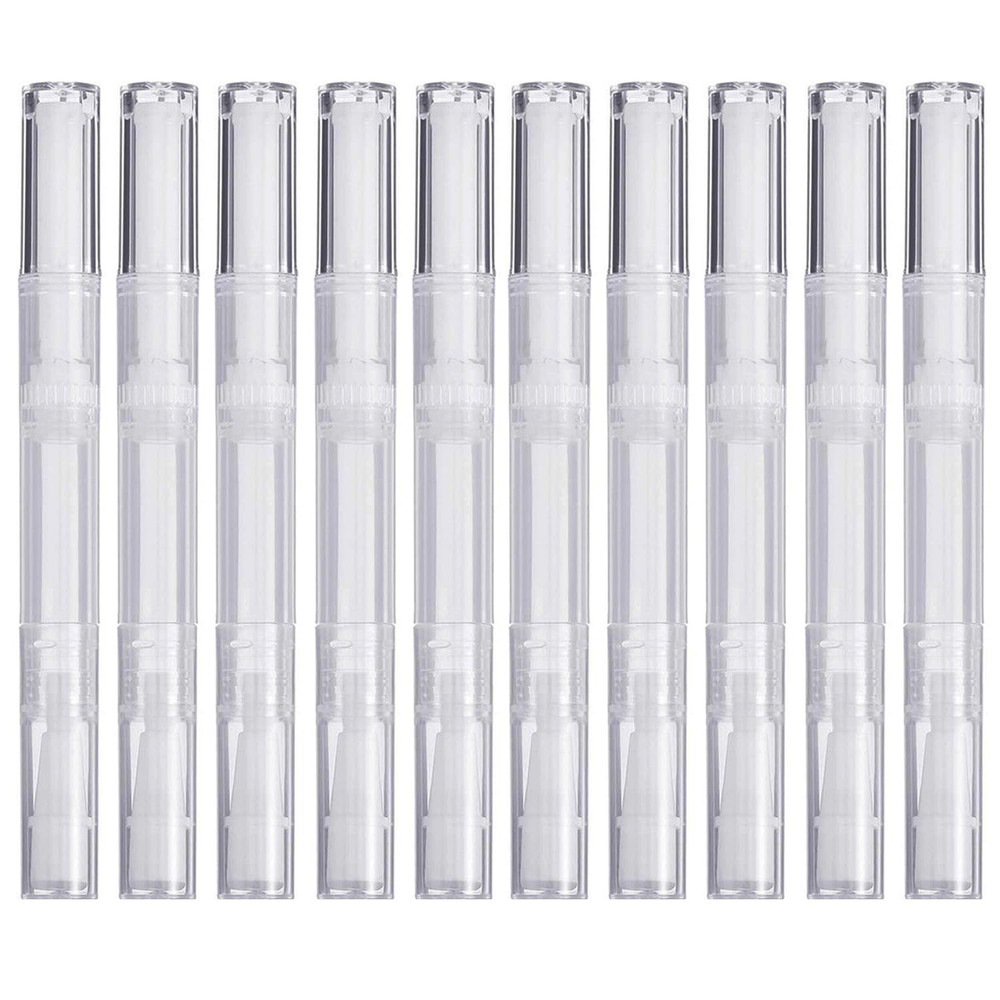 10 Pack 3 ML Transparent Twist Pens, Empty Cuticle Nail Oil Pen with Brush Tip,