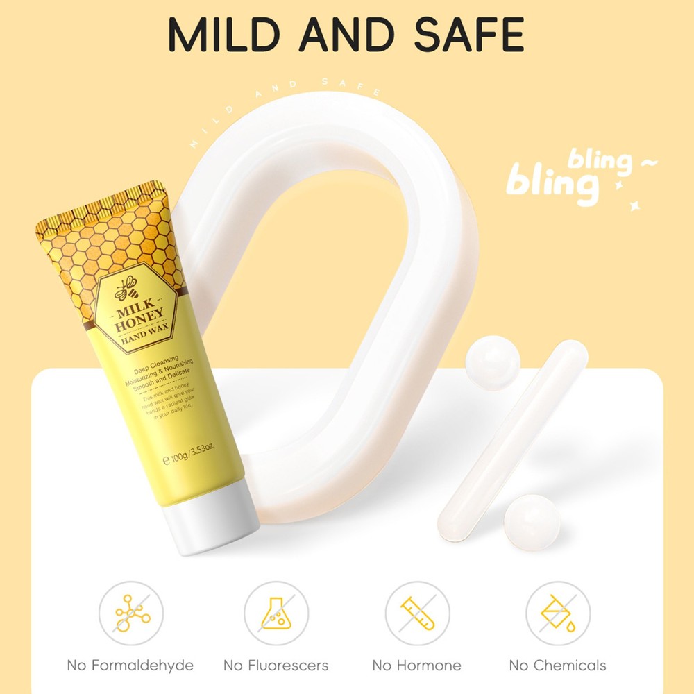 100g Milk Honey Hand Wax Gentle Exfoliating Peel-Off Hand Wax Deep Nourishment