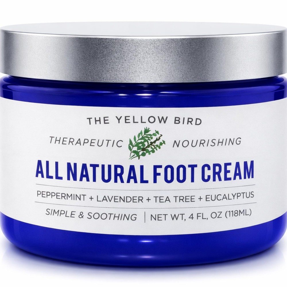 All Natural Foot Cream for Cracked Heels & Dry 4 FL Oz (Pack of 1), yellow