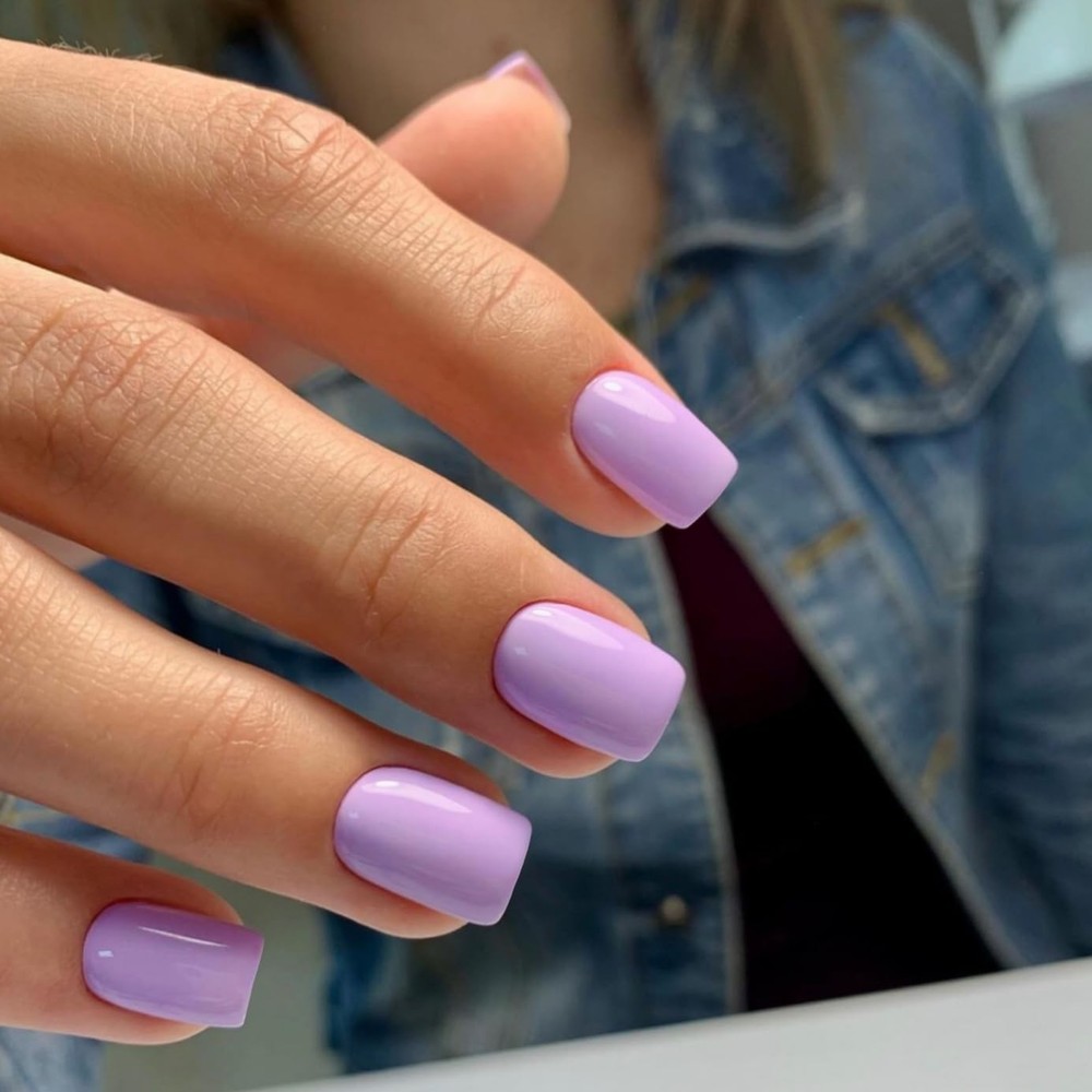 Light Purple Press on Nails, Lilac Fake 0.04 Ounce (Pack of 24), glossy lilac