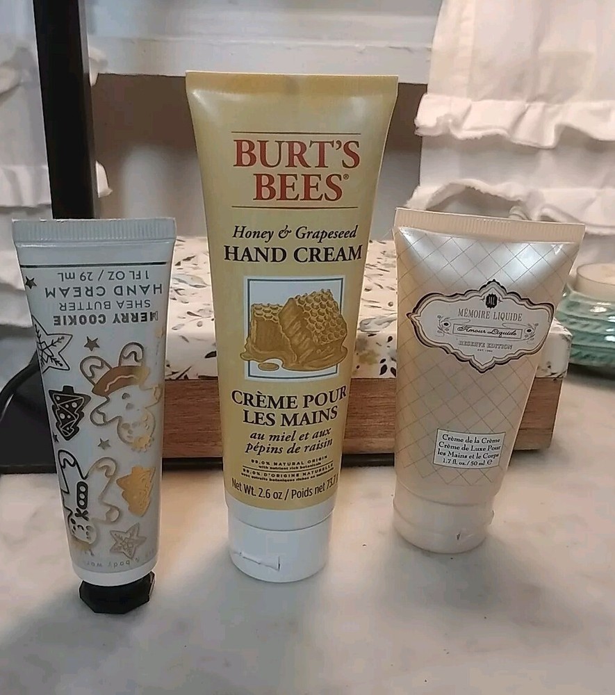 3x Burt’s Bees Honey Grapeseed Hand Cream, ML Cream, Merry Cookie Hand Cream