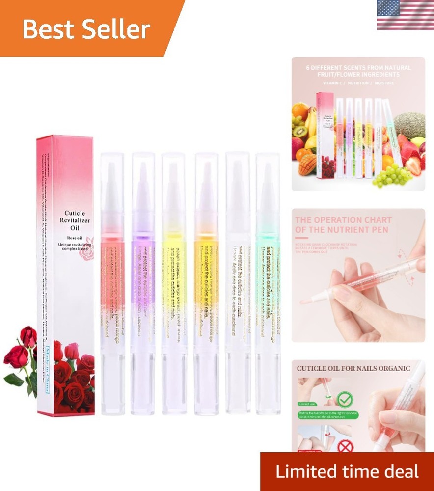 Revitalize Your Nails – 6Pcs Cuticle Oil Pen Set with Soft Brush & 15 Flavors