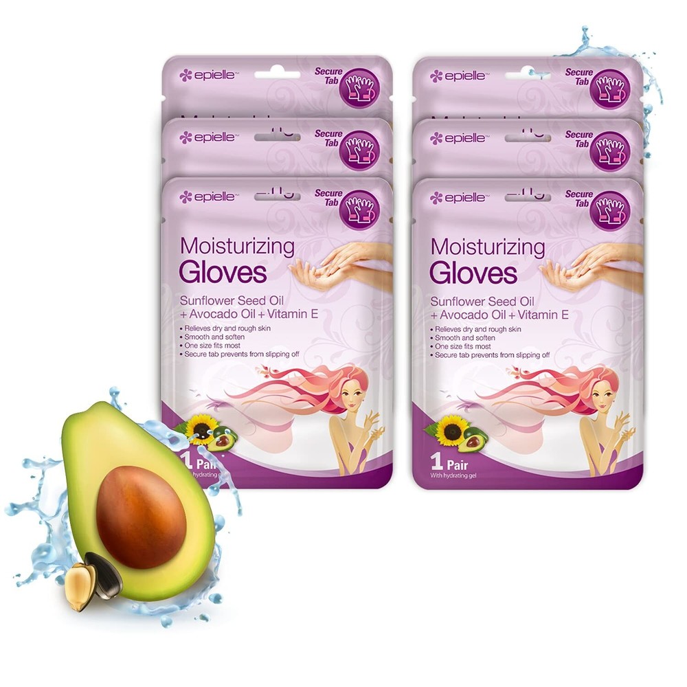 epielle Moisturizing Gloves Sunflower Seed Oil + Avocado Oil + Vitamin E 6-Pack