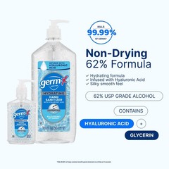 Germ-X Hydrating Hand Sanitizer, with Hyaluronic Acid, 8 8 Fl Oz (Pack of 6)