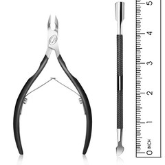 Cuticle Trimmer with Pusher – Half Jaw, Titanium Black