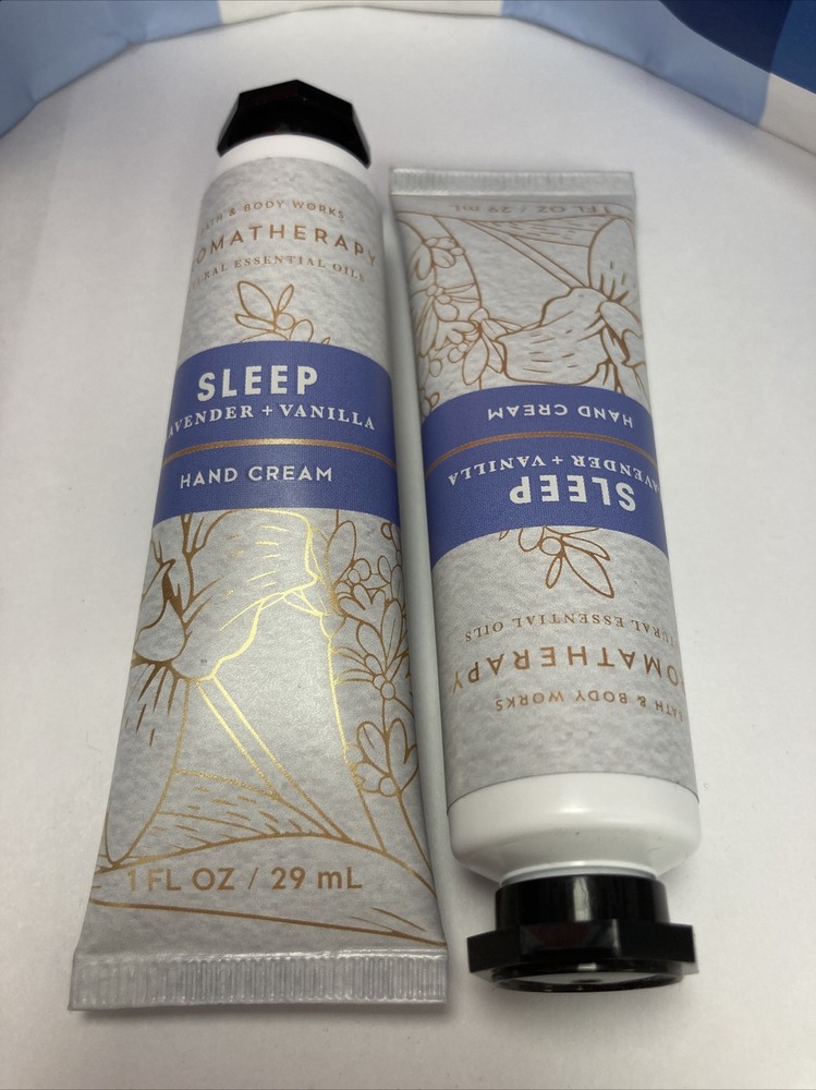 (2) Bath & Body Works SLEEP Shea Butter Hand Cream Tube 1oz LAVENDER VANILLA