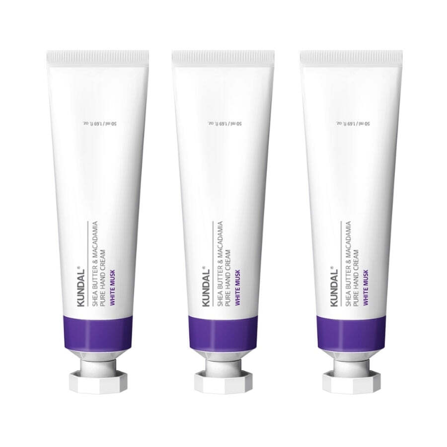 Kundal Shea Butter & Macadamia Pure Hand Cream White Musk 50ml*3Pcs – FREE SHIP