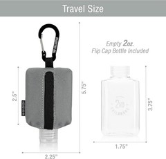 Travel Hand Sanitizer Keychain – Small Refillable 2 oz Bottle with Grey